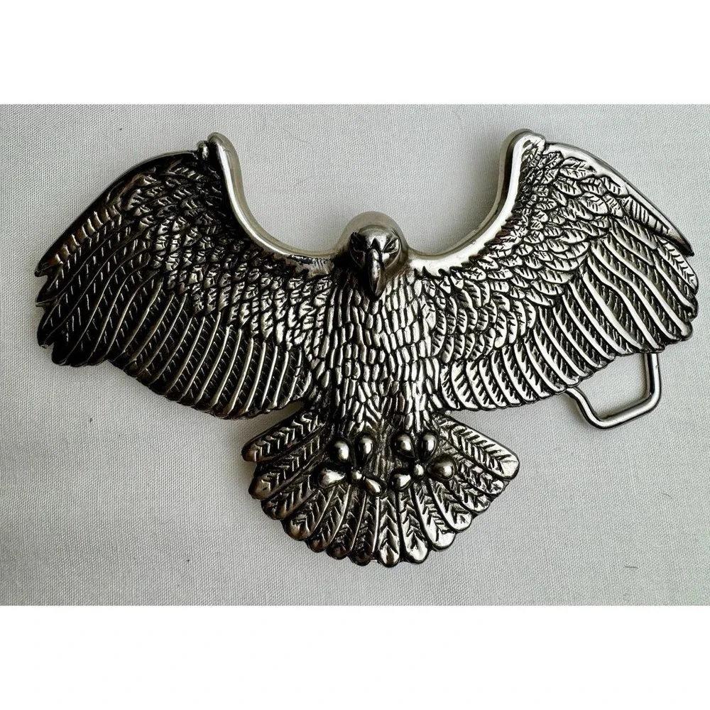 Classico‎ Italia A136 Silver Eagle Belt Buckle Made in Italy Vintage Western 5in